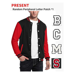 Chaqueta Varsity de Lana para Hombre, Mangas de Mezcla de Algodón, Botones a Presión, Estilo Letterman, Clásica, Retro, Gruesa, para Invierno, Estilo Universitario - Product Image 4