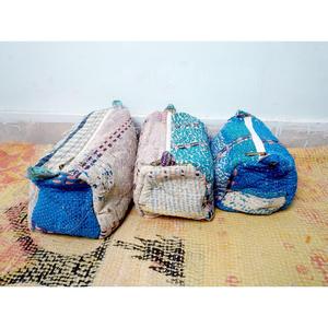 Handmade Floral Pattern Cotton Kantha Cosmetic Pouch Bag with Zipper Closure Modern Style Lightweight Multi-Purpose Women's Gift - Product Image 2