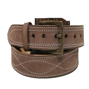 Custom Made Fancy Stitched Natural <b>Tan</b> <b>Leather</b> Casual <b>Belt</b> <b>for</b> <b>Men</b> and Women with Antique Brass Pin Buckle - Product Image 5