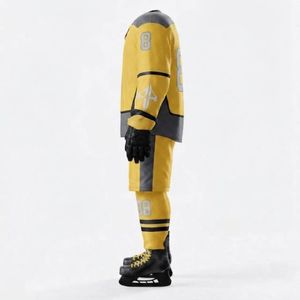 Nouvel ensemble d'uniformes de hockey sur glace personnalisés, col en V avec impression par transfert thermique, 100% polyester de qualité supérieure pour hommes - Product Image 5
