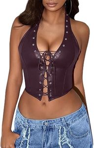 Top Corto de Piel Sintética Personalizado para Mujer, Proveedor OEM, Sin Mangas, Corte Ajustado - Product Image 5