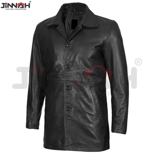 Abrigo Largo de Cuero de Moda para Hombre de Primera Calidad, 100% Cuero Original, Abrigo Largo de Moda para Hombre - Product Image 5