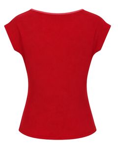 Customized <b>Red</b> Women Flower Neck Short Sleeve Casual T Shirt Soft Stretch Breathable Summer Fashion Blouse Elegant Daily Wear - Product Image 2