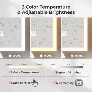 Armadietto a Specchio LED FCH 32*28 Pollici in Truciolato Bianco con Cornice in Acrilico, Doppie Ante e 7 Ripiani, con Display Ora e Temperatura - Product Image 6