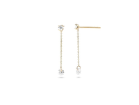 Pendientes de Cadena con Diamantes Redondos Brillantes Cultivados en Laboratorio, Oro Sólido de 14K y 18K, Elegantes Pendientes de Boda, Joyería Fina