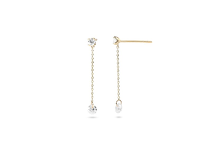 Round Brilliant Lab Grown <b>Diamond</b> <b>Dangle</b> Drop Chain Stud <b>Earrings</b> 14K 18K Solid Gold Elegant Wedding Drop <b>Earring</b> Fine Jewelry - Product Image 4