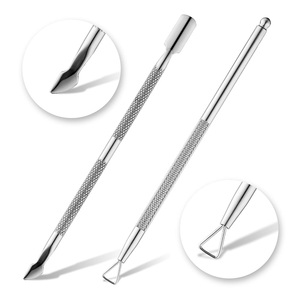 ที่ดันหนังกำพร้าสแตนเลสแบบสองหัว ใช้ซ้ำได้ สำหรับทำเล็บมือและเล็บเท้า ขายส่ง MOQ ต่ำ - Product Image 1
