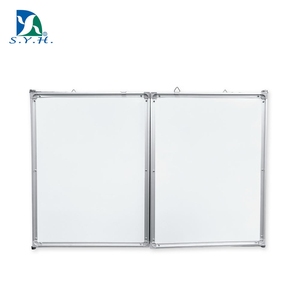 <b>Wall</b>-Mounted Multi-Panel Folding Writing Board with Aluminum Frame and Custom Green Surface - Product Image 4