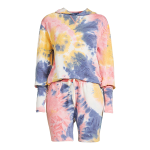 Conjunto de dos piezas de sudadera con capucha y pantalones cortos para mujer, con estampado personalizado, conjunto de 2 piezas de algodón, conjuntos casuales para mujer al por mayor - Product Image 5