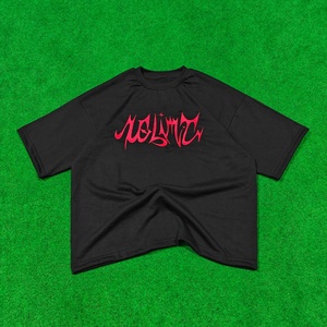 Black Cotton T-<b>Shirt</b> Short Sleeve Round Neck Casual Street Style Summer Wear Screenprint & Embroidery Logo <b>Shirt</b> - Product Image 1