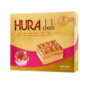Pastel de Fresa y Leche Hura Deli, 168g, Pastel Esponjoso Suave con Fruta y Leche, Precio Competitivo, Venta al Por Mayor, Exportación - Product Image 1