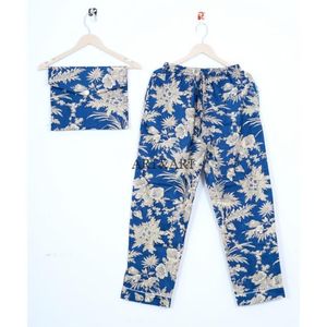 Pyjama pour femmes en coton à imprimé floral indien, ensemble de nuit à manches longues avec pantalon, ensemble de pyjama d'été avec chemise et pantalon, ensemble coordonné deux pièces - Product Image 2