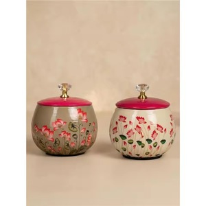 Set of 2 Designer Small Canisters Perfect for Table Snacks Serving Guest Treats and Stylish Gift Hamper Packaging From India - Product Image 2