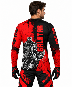 Conjunto de Jersey y Pantalones Rojos de Motocross Sublimados Personalizados, Equipamiento de Carreras de Motos, Ropa de Motocross MX, Ropa Deportiva OEM/ODM - Product Image 2