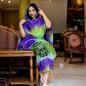 Voile de coton imprimé numériquement Toub |   Tissu africain traditionnel non cousu pour femmes, élégant, ethnique, pour occasions culturelles et festives - Product Image 3
