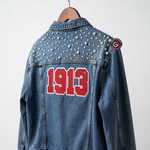Delta Soror veste en Jean brodée pour femme | Sorory veste en Jean brodée pour femme - Product Image 6