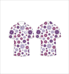 Men’s <b>White</b> Purple Daisy Floral Print <b>Polo</b> Shirt Short Sleeve Casual Summer Golf Shirt - Product Image 3