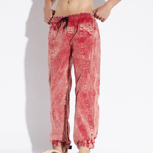 Pantalon de survêtement personnalisé en molleton délavé à l'acide, style jogger, en French Terry, effet soleil délavé, imprimé vintage, usé, pour homme, OEM - Product Image 3