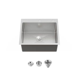 Fregadero de cocina sobre encimera hecho a mano, 23x19, de un solo tazón, en gris oscuro, con gancho de desagüe estándar estadounidense. No se puede enviar en un plazo de una semana. - Product Image 1