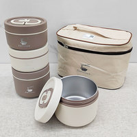 Boîte à lunch en acier inoxydable avec coque en PP, matériaux durables, boîte à repas avec sac isotherme, boîte bento