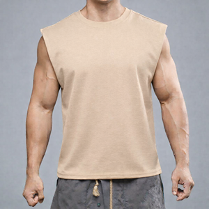 เสื้อยืดแขนกุดสำหรับเล่นกีฬาฤดูร้อน เสื้อกล้ามผ้าฝ้ายสไตล์สตรีทสำหรับผู้ชาย เสื้อกั๊กสีพื้นลำลอง - Product Image 4