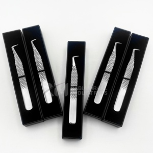 Pince à épiler RMI en acier inoxydable argenté pour extensions de cils, 90 degrés, volume Boot, poignée diamant, antistatique, 10 mm, emballage boîte carton - Product Image 6