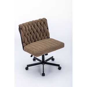 Modern Armless <b>Desk</b> Chair with Criss Cross Leg Wide Seat Home Office Work Meditation Wheels Included for Office Environment - Product Image 2