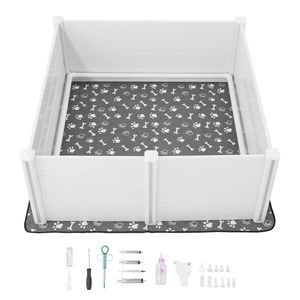 Cuccia Regolabile per Cani con Porta, 60 x 60 x 24 Pollici, Box in PVC Anti-Deformazione, Lavabile, con Tappetino Assorbente, Altezza Regolabile - Product Image 1