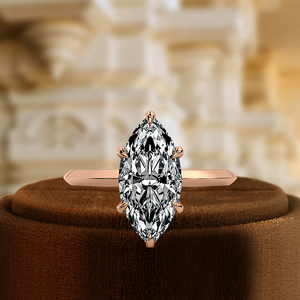 Bague de Mariage en Diamant de Laboratoire Taille Marquise 1cCT, Bague de Mariage en Or 14K avec Halo Caché, Bague Solitaire de Mariage, Bague Vintage - Product Image 1