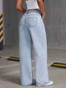 Jeans da <span class=keywords><strong>Donna</strong></span> <span class=keywords><strong>Blu</strong></span> Cielo a Vita Media, Lavaggio Scuro, Casual, Streetwear, Vestibilità Slim per Uso Quotidiano e Clubwear - Product Image 5