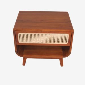 Table de chevet minimaliste en teck massif Sovaline avec rangement, meubles de chambre durables - Product Image 6