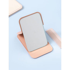 Small Square Vanity <b>Mirror</b> with Pink Cover Stand - Product Image 1