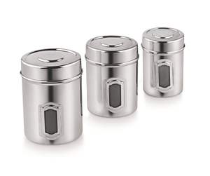 Stainless Steel Organiser Jar Set with Window Food & Pantry Storage <b>Canister</b> Front See Through - Product Image 3