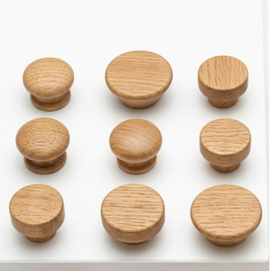 Perillas Redondas de Madera para Gabinetes, Acabado Natural, Estilo Minimalista para Cocina, Duraderas, Hechas a Mano, Perilla de Madera Sólida - Product Image 1