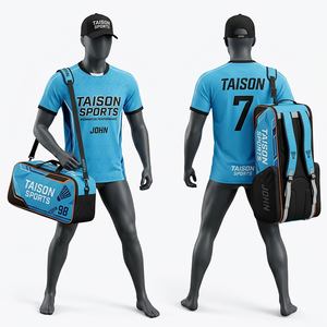 Mens <b>badminton</b> bag 600D polyester 320 GSM royal blue geometric panel design custom logo embroidery heat transfer - Product Image 3