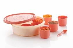 Caja de Especias de Plástico con Diseño Tejido Aalok - Recipiente Redondo para Especias con 7 Compartimentos y Tapa Hermética para Hierbas y Especias - Product Image 4