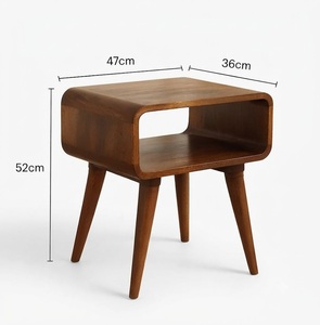 Modern Curved Solid Wood <b>Bedside</b> <b>Table</b> with Grey Legs Handcrafted Minimalist Nightstand Bedroom Storage Unit - Product Image 3