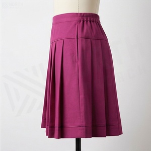 Jupe plissée courte pour femme, couleur unie, taille élastique, confortable, toutes saisons, tissu tissé - Product Image 3