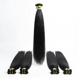 Mèches de cheveux humains vierges, noir naturel, longues et lisses, 100% cheveux bruts non traités, en vrac, taille personnalisée - Product Image 4