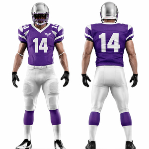 Ensemble Maillot et Pantalon de Football Américain Personnalisé Violet et Blanc – Tenue de Sport Sublimée Respirante pour Équipe - Product Image 1