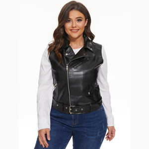 Chaqueta de cuero de invierno a prueba de viento para mujer, diseño elegante, sin mangas, con capucha, chaquetas de cuero de invierno para mujer - Product Image 1