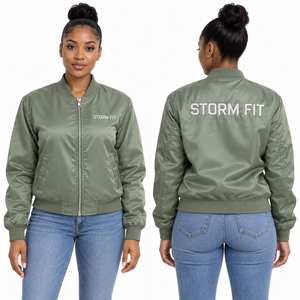 Chaqueta bomber de satén personalizada, chaqueta cortavientos negra y blanca, abrigo con cuello alto y cremallera, chaqueta deportiva con logo personalizado - Product Image 6