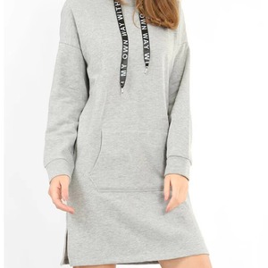 Vestido con Capucha para Mujer, Manga Larga, Felpa Francesa, Algodón, Sudadera, Estilo Casual, Largo, con Capucha, Ropa Urbana - Product Image 5