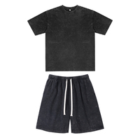 Conjunto de Pantalones Cortos y Camiseta de Felpa Francesa de Alta Calidad para Hombre, Personalizable con Marca, Color Gris Claro, 2 Piezas