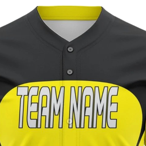 Camiseta de Béisbol Personalizada para Hombre, Amarilla y Negra, con Botones, Transpirable, Uniforme de Softbol, Camiseta Deportiva para Entrenamiento - Product Image 5