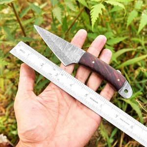 Cuchillo Kiridashi de Acero de Damasco Hecho a Mano con Mango de Madera de Palisandro, 7 Pulgadas de Longitud Total, Cuchillo de Hoja Fija para Camping, Personalizado OEM - Product Image 1