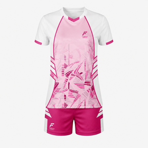 Ensemble d'uniformes de volley-ball personnalisés pour femmes, maillot de volley-ball rose sublimé, respirant, séchage rapide, vêtements de sport d'équipe pour l'entraînement - Product Image 1