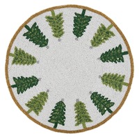Napperon rond festif artisanal perlé pour Noël, tapis de table de luxe pour la décoration des repas de fêtes