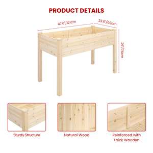 Jardinière surélevée en bois pour l'extérieur, bac à plantes surélevé en bois, jardinière autoportante pour légumes, fleurs, succulentes, jardin, GB102 - Product Image 3