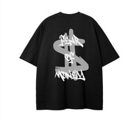 T-shirt d'été personnalisé pour homme 100% coton uni coupe oversize délavé à l'acide imprimé numériquement sur le devant tricoté respirant manches courtes 320g